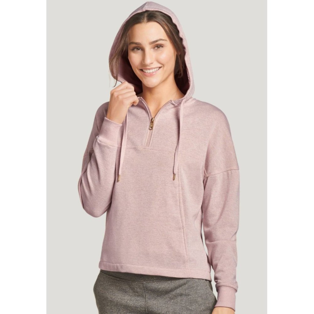 Jockey Glitter Half-Zip Hoodie Mauve Open Back Pink Sparkly Shiny Sweatshirt S